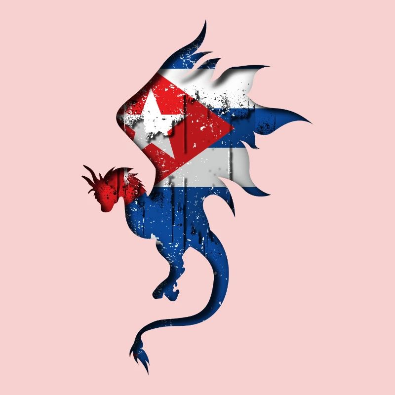 Drapeau de Cuba - Cuba - Silhouette de dragon