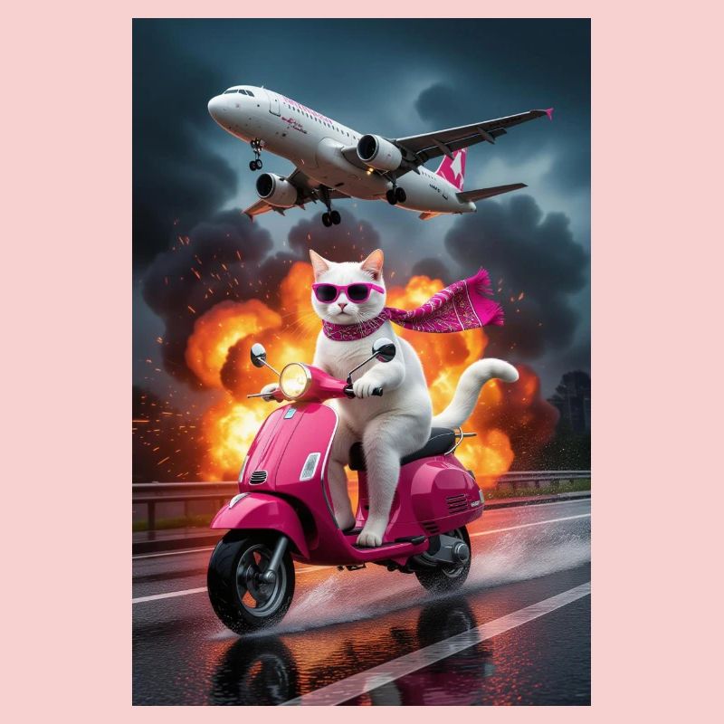 Stylistic Kitten on Scooter