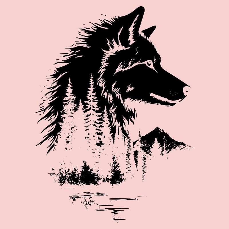 Wolf Face Forest Silhouette