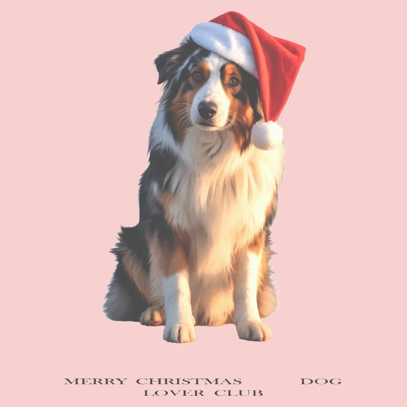 Boder Collie Weihnachts-Hund im Santa-Hut