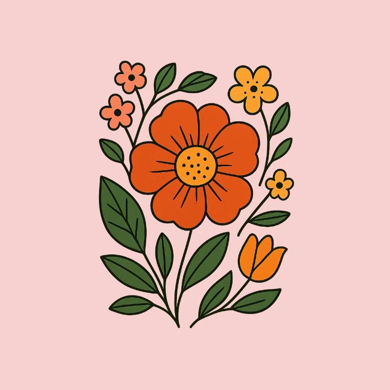 Rustic Botanical Flower Illustration