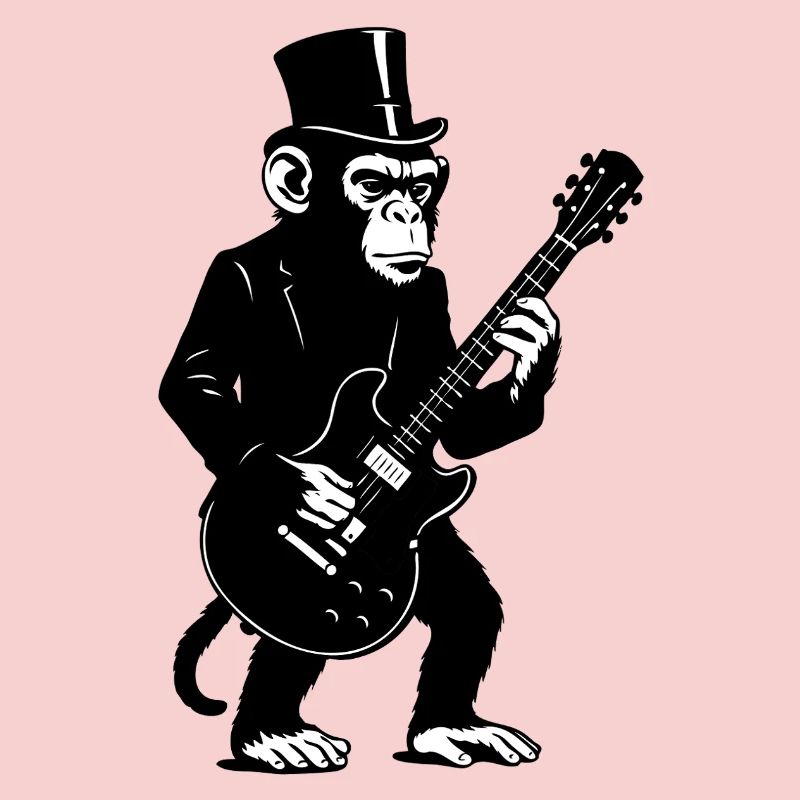 Elegant monkey with guitar in top hat