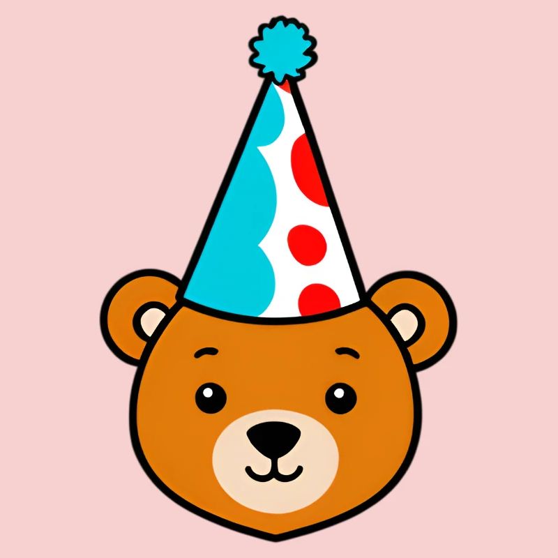 Partybär mit buntem Hut