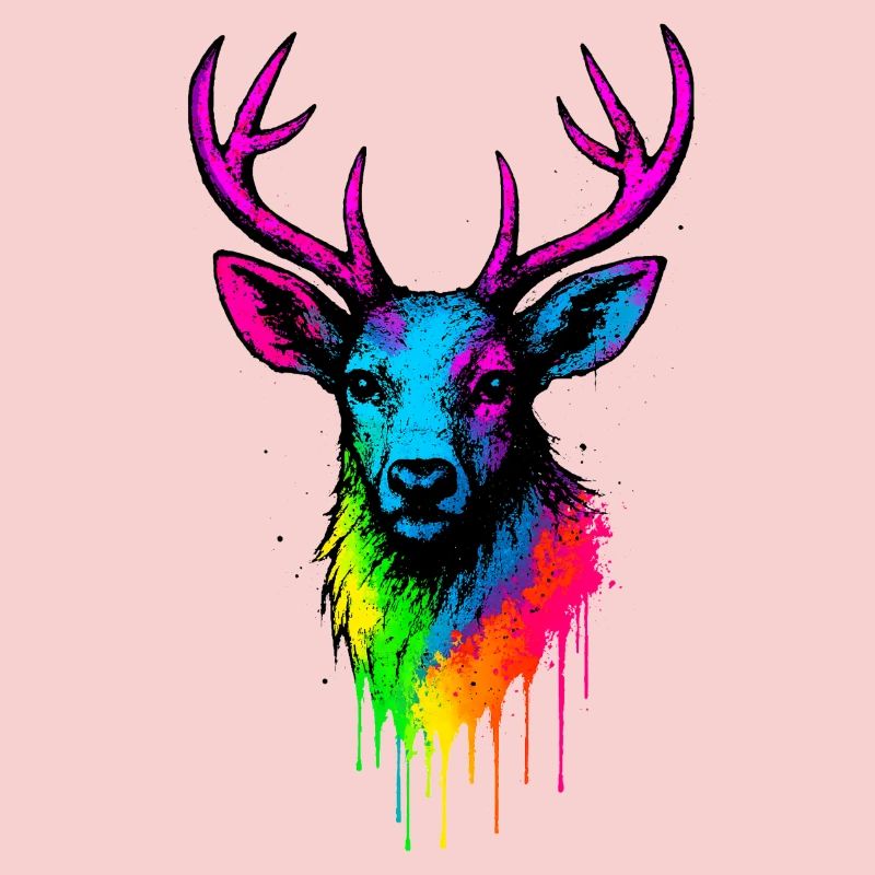 Éclaboussure de néon de cerf arc-en-ciel