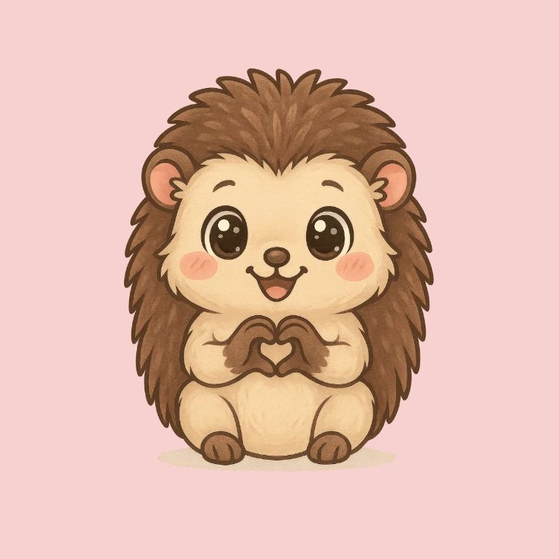Hérisson mignon avec des mains en forme de cœur