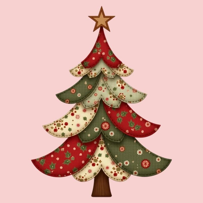 Vintage Patchwork Weihnachtsbaum – Gemütliches Qui