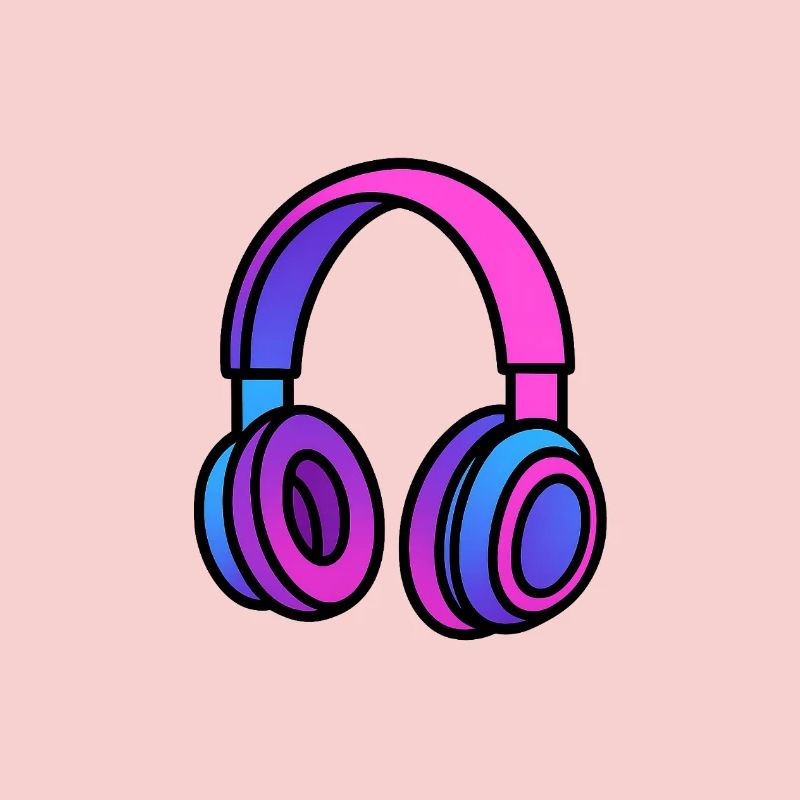 Neon Gradient Headphones Illustration