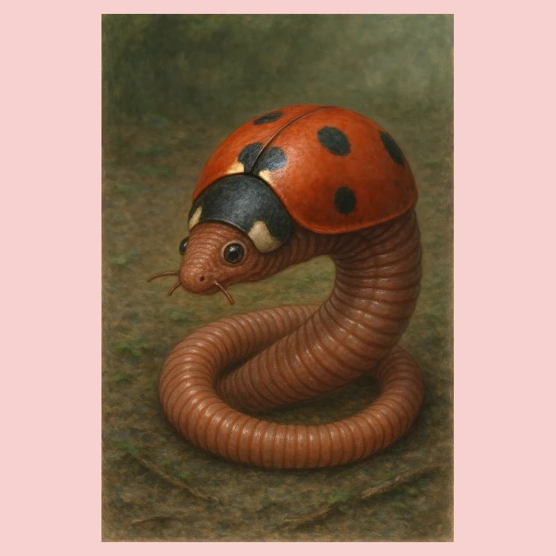 Ladybug and earthworm