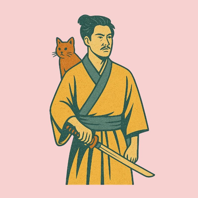 Samouraï avec chat