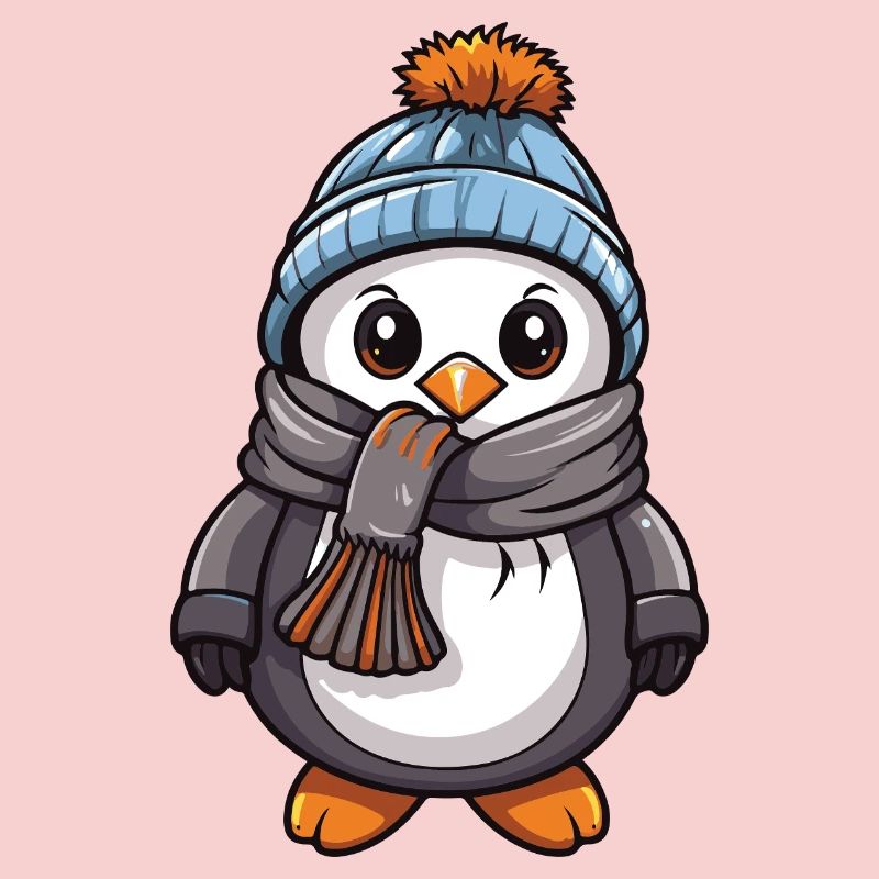 Pingouin Bande dessinée Mignon Hiver
