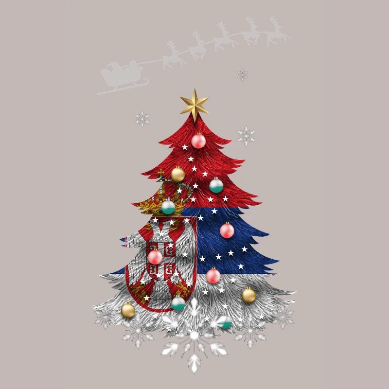 Sapin de Noël avec drapeau serbe