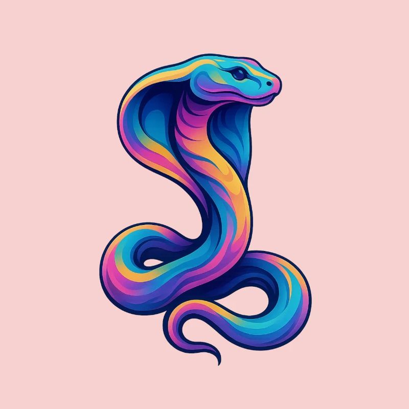 Colored snake in neon palette
