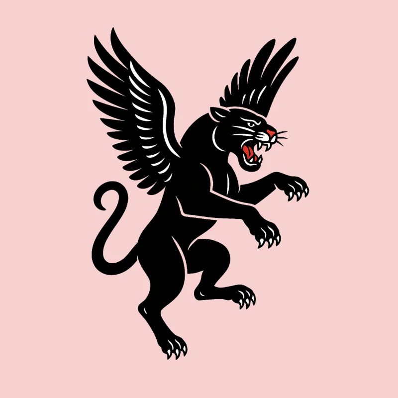 Black winged panther in flight