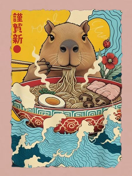 Capybara Eats Ramen Noodles