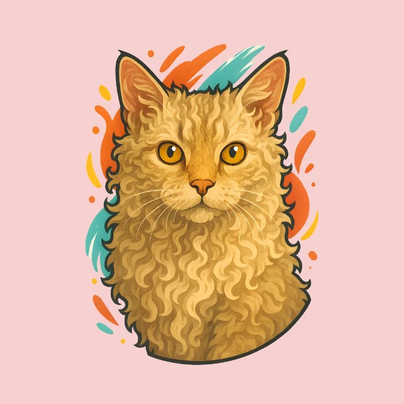 LaPerm Katze mit lebendigem Hintergrund