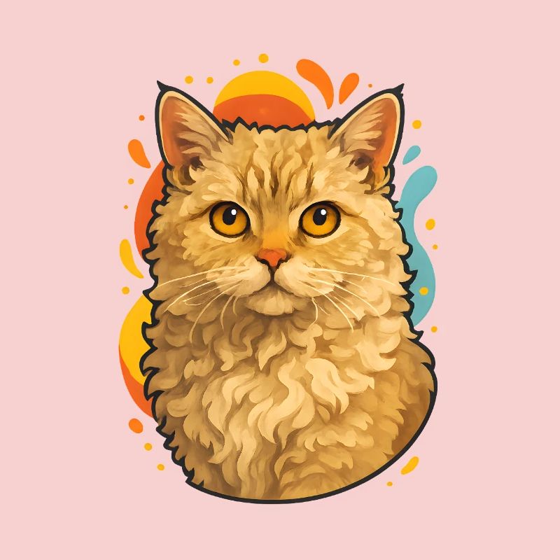 Selkirk Rex Katze in bunter Pop Art