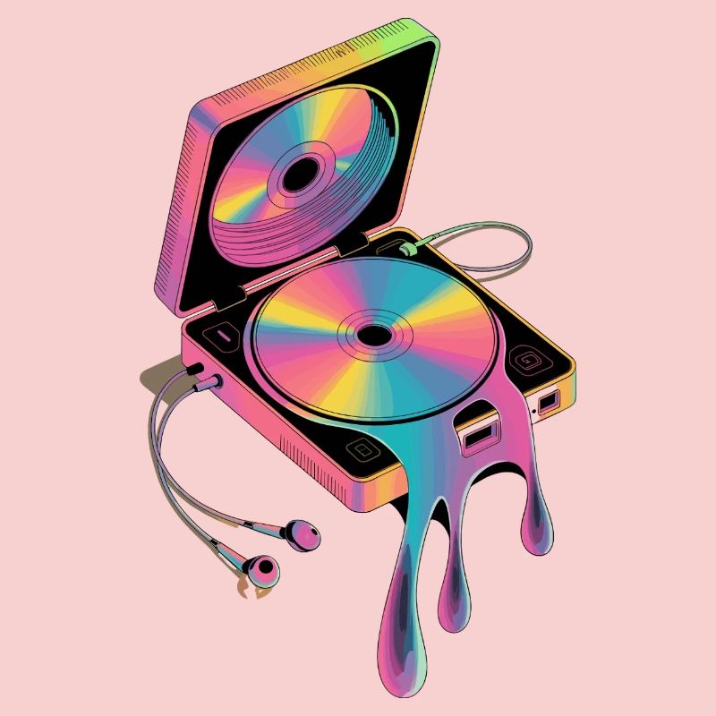 Retro Discman Psychedelic CD Player 90s