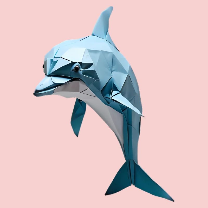 Blauer Low-Poly Delfin