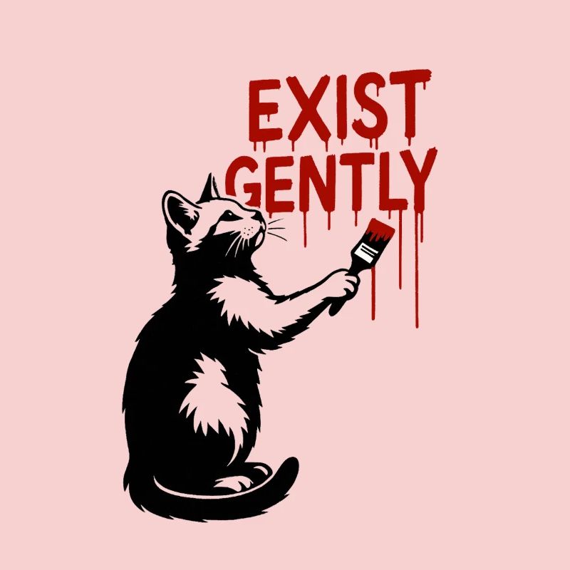 Existe doucement Cat Print