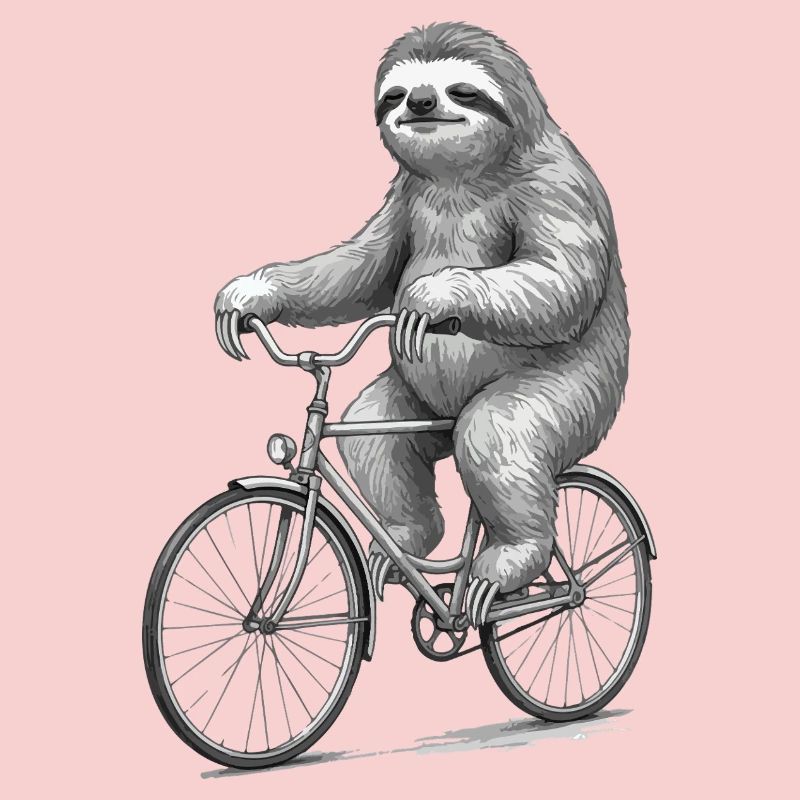 Sloth Cyclist Retro Illustration