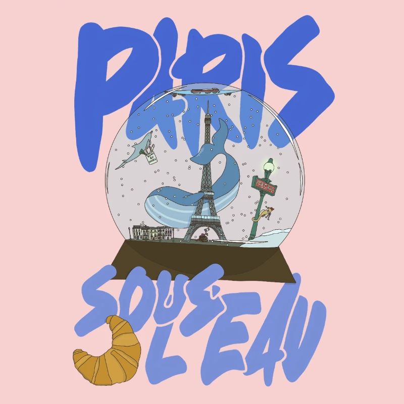 Paris Snowglobe Blue - Eiffel icon