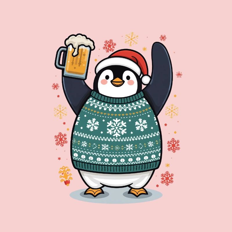 Festlicher Pinguin im Pullover