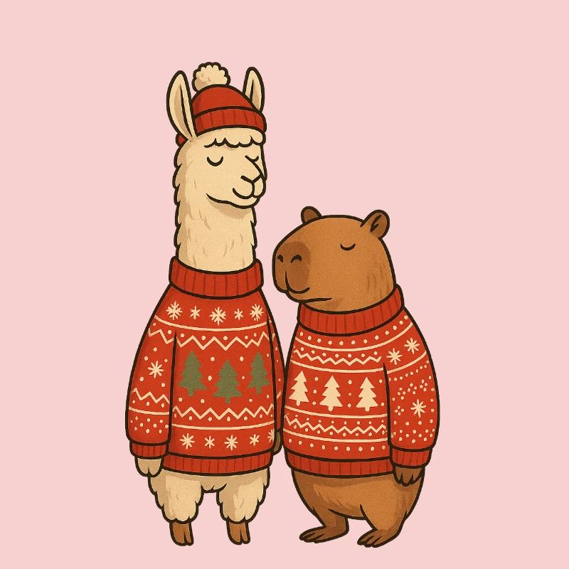 Duo de pulls de Noël Lama et Cabibara