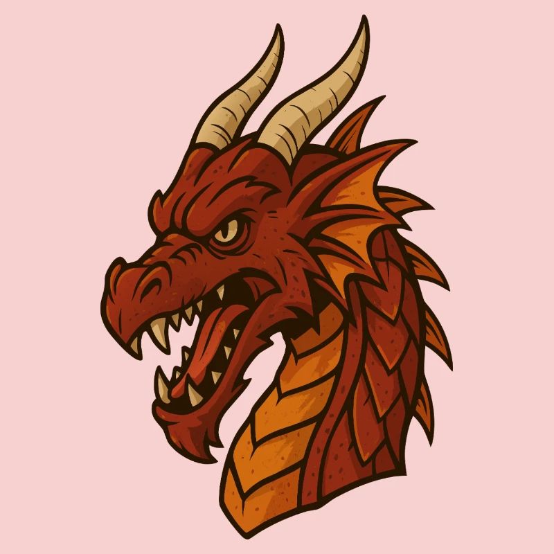 Fiery Dragon Head Cartoon