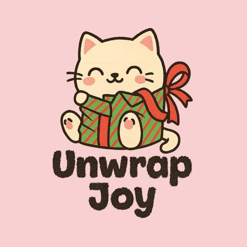 Katz mit Geschenk Unwrap Joy