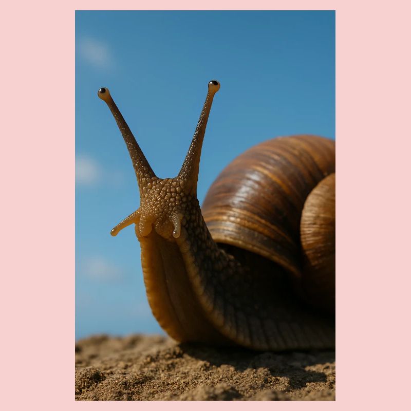 Snail on beach background