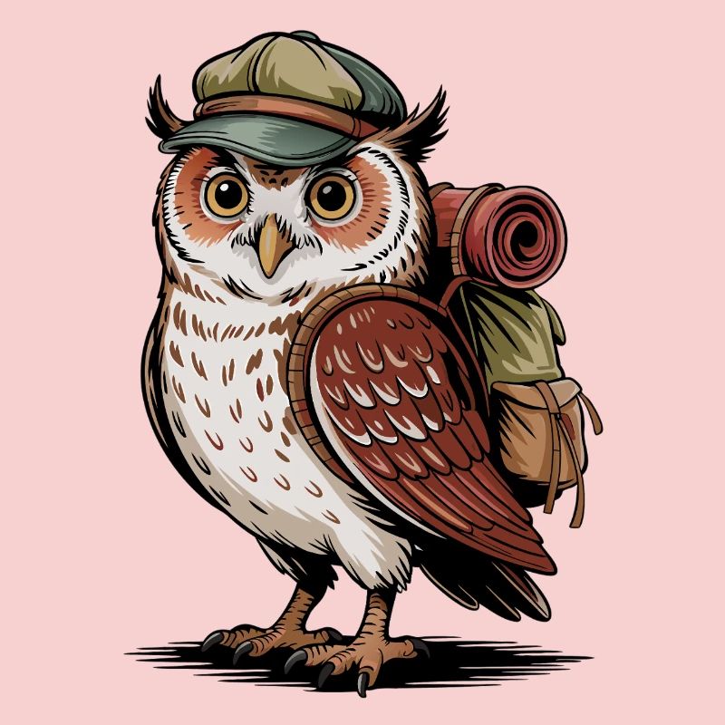 Waldwanderer Eule mit Rucksack