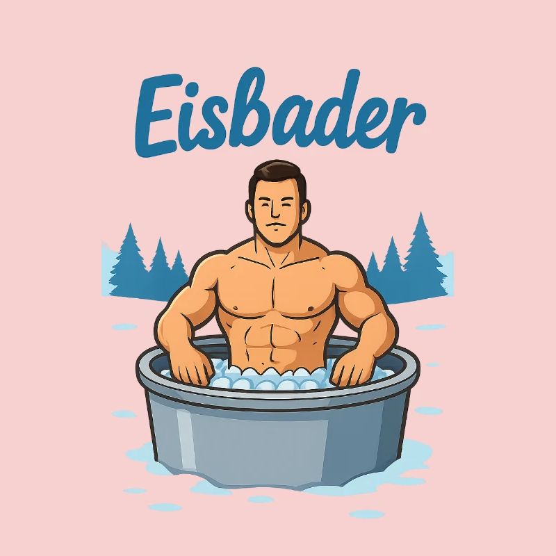 Eisbader Muskelmann im Eisbad