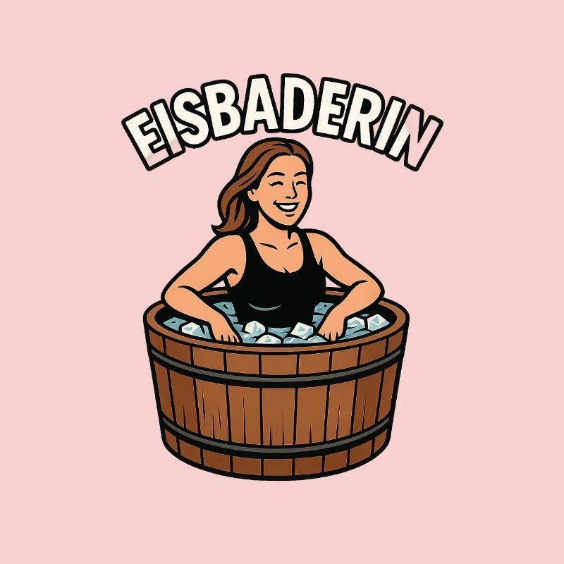 Eisbaderin im Holzfass