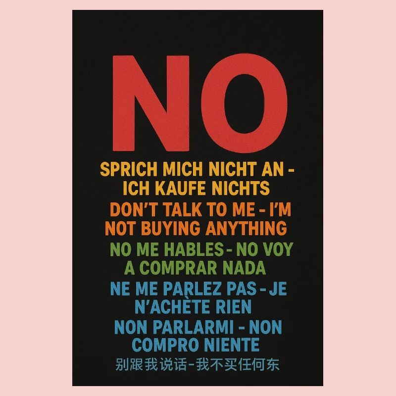 Pas de mot, pas d’achat – Protestation multilingue