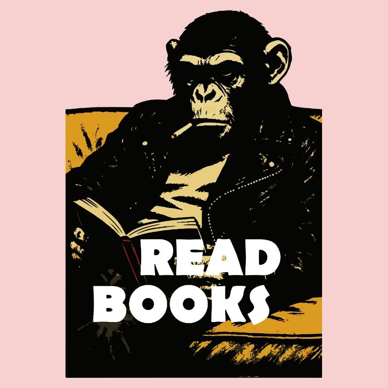 Chimp is reading books