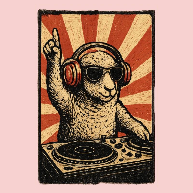 DJ Sheep avec des écouteurs