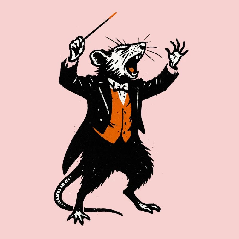 Ratte als Dirigent im Smoking