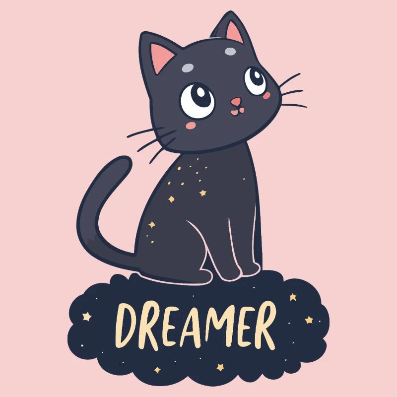 Chat rêveur nuit étoilée