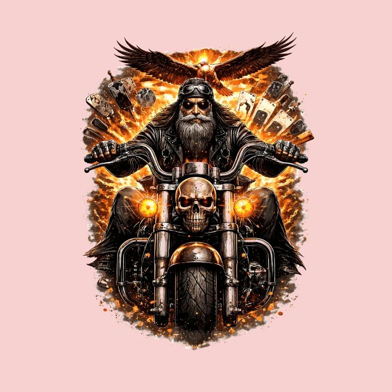 Flammender Schädel Biker
