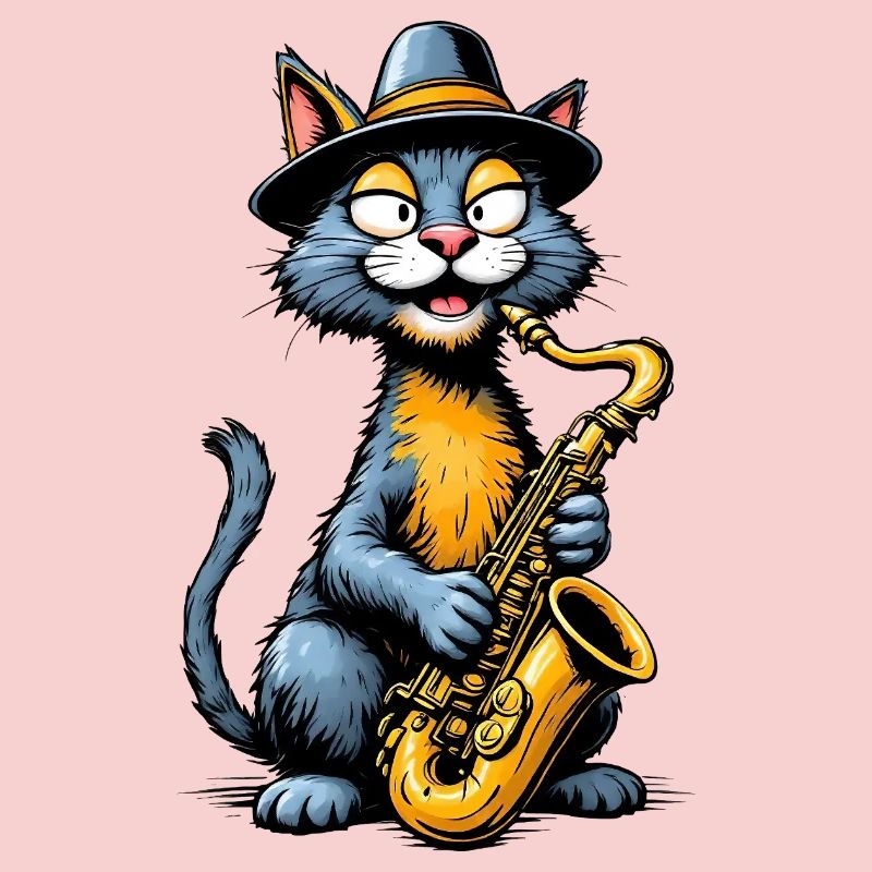 Jazz Cat mit Saxophon