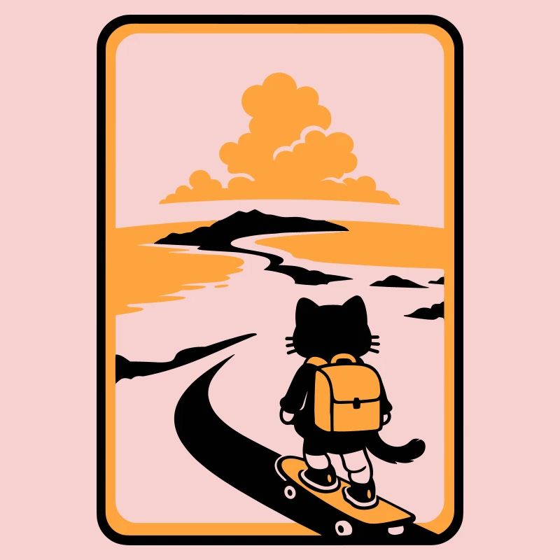 Coucher de soleil Skate Cat