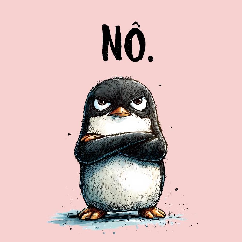 Grumpy Penguin Nope Statement Motif