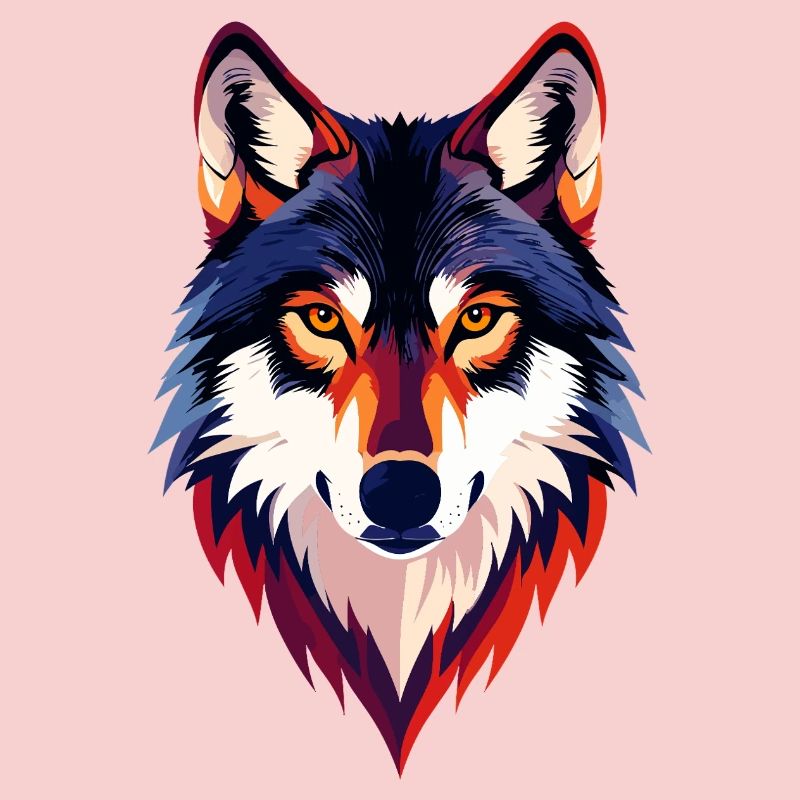 Colored Wolf Head Wolf Look Wolf Head Motif