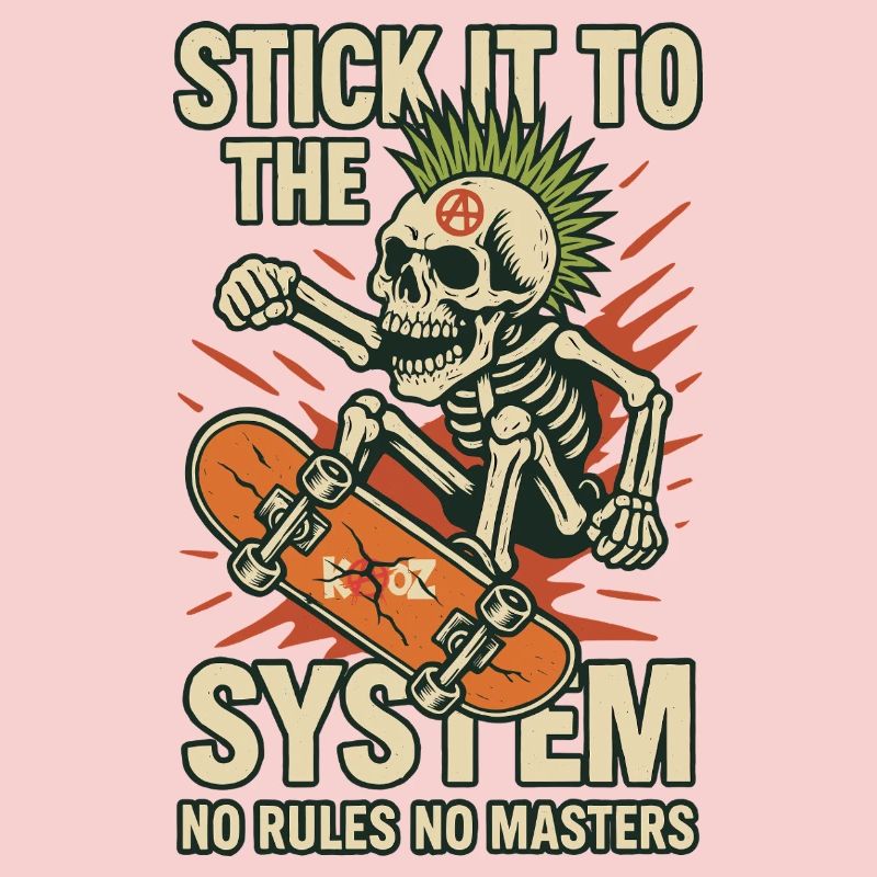 Skeleton Skateboard Against the System