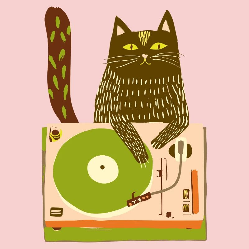 Cat DJ on Turntable