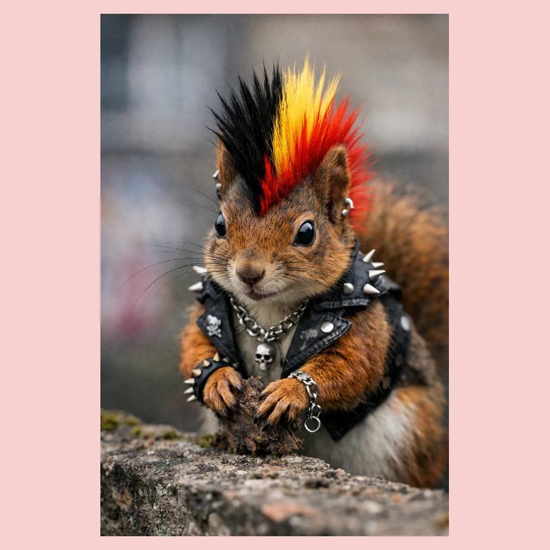 Punk Eichhörnchen mit Lederweste