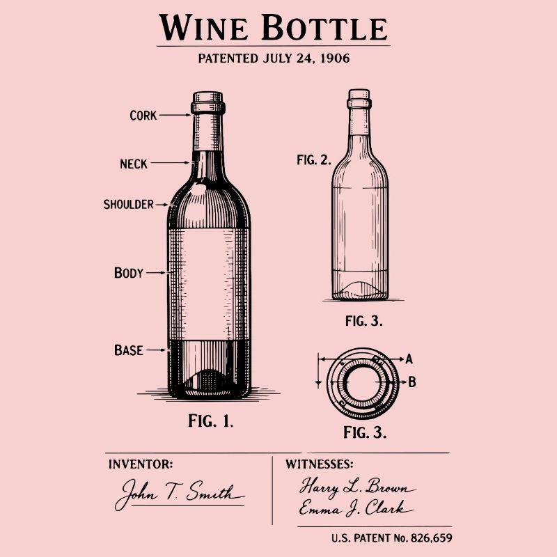 Impression du design de bouteille de vin de 1906. Décoration de vignoble.