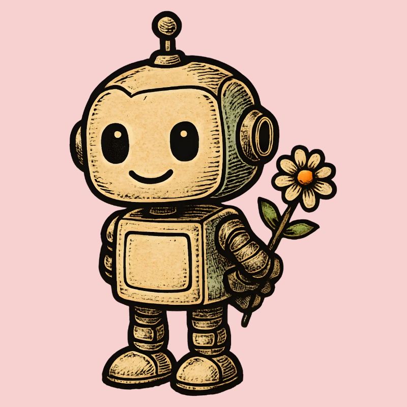 Robot with flower