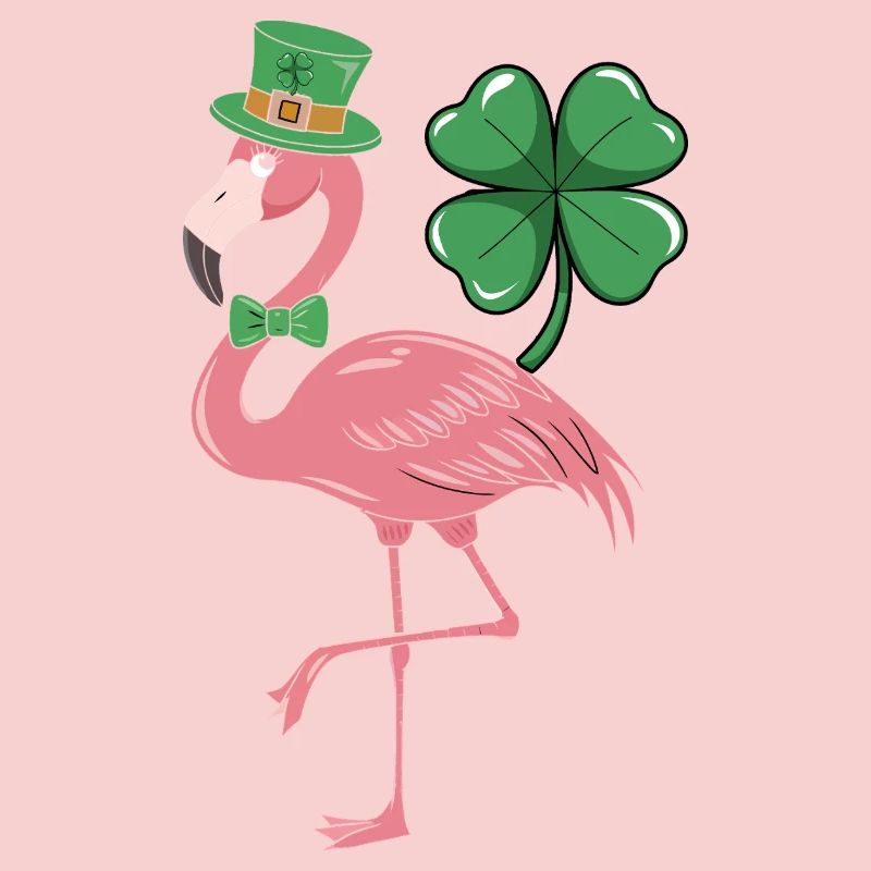 Flamant rose dans le style trèfle
