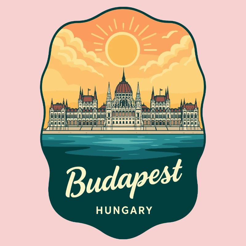 Budapester Parlament Vintage Sunset Abzeichen